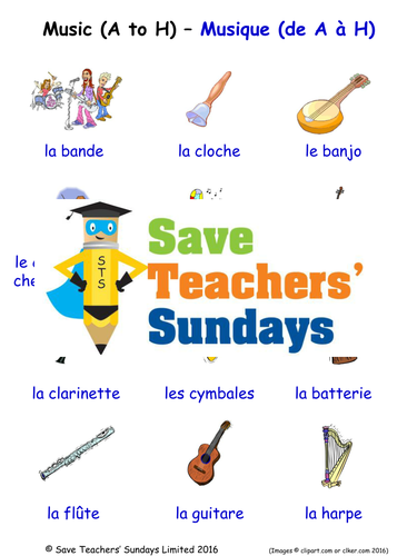Musical Instruments in French Worksheets, Games, Activities and Flash Cards (with audio) (1)