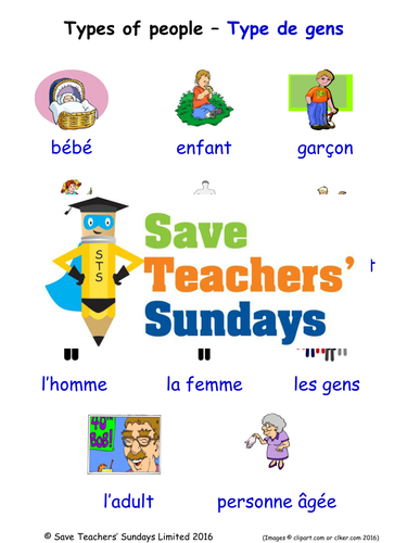 Types of People in French Worksheets, Games, Activities and Flash Cards (with audio)