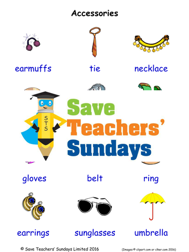 Accessories EAL/ESL Worksheets, Games, Activities and Flash Cards (with audio)