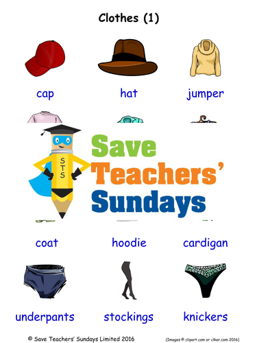 Clothes EAL/ESL Worksheets, Games, Activities and Flash Cards (with audio) (1)