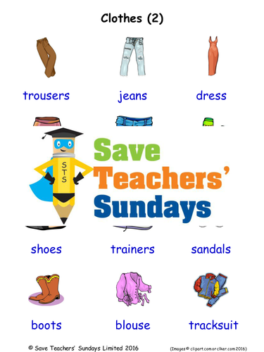 Clothes EAL/ESL Worksheets, Games, Activities and Flash Cards (with audio) (2)