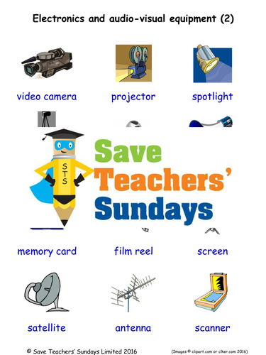 Electronics & Audio Visual Equipment EAL/ESL Worksheets, Games & More (with audio) (2)