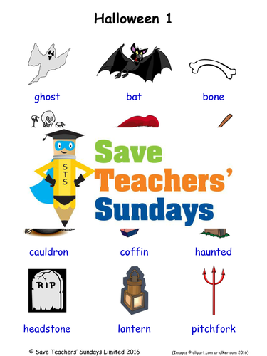 Halloween (1) EAL/ESL Worksheets, Games, Activities and Flash Cards (with audio)