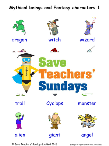 Mythical and Fantasy Characters EAL/ESL Worksheets, Games, Activities&Flash Cards (with audio) (1)