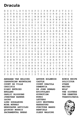 Dracula Word Search