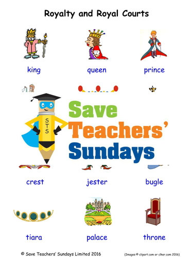 Royalty and Royal Courts EAL/ESL Worksheets, Games, Activities and Flash Cards (with audio)