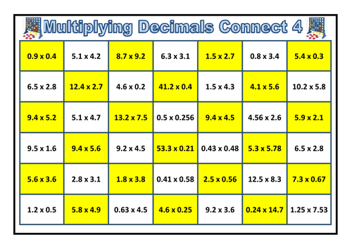Decimal Multiplication Connect 4