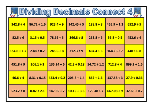 Decimal Division Connect 4 Game