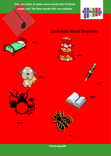 Rhythmajig characters word rhythms activity