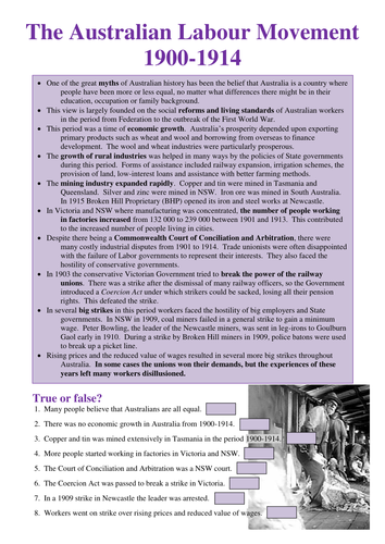 The Australian Labor Movement 1900-1914