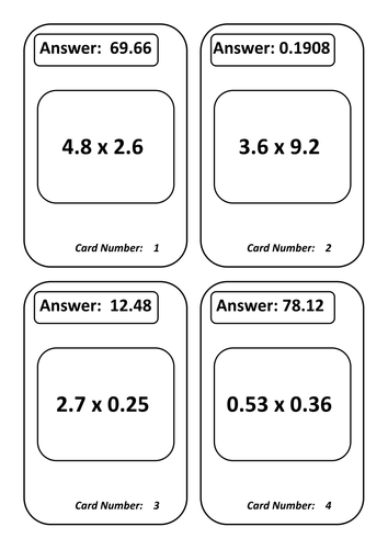 Decimal Multiplication Treasure Hunt Activity