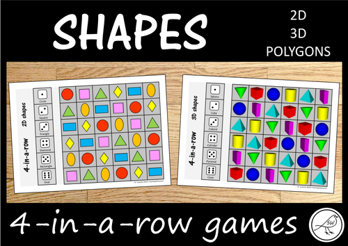 SHAPES GAME - 2D, 3D and Polygons.   4-in-a-row gameboards.
