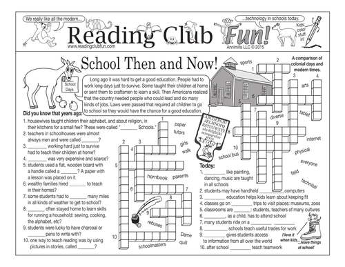 School Then and Now (Colonial vs. Modern) Two-Page Activity Set