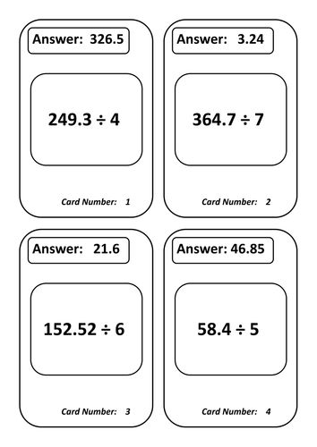 Decimal Division Treasure Hunt Activity