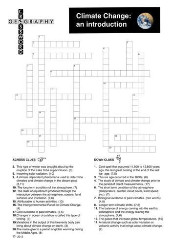 Crossword Puzzle - an introduction to climate change