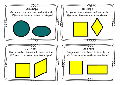 Year 2 Shape 2D Shape Describe The Differences Task Cards Challenge Cards New 