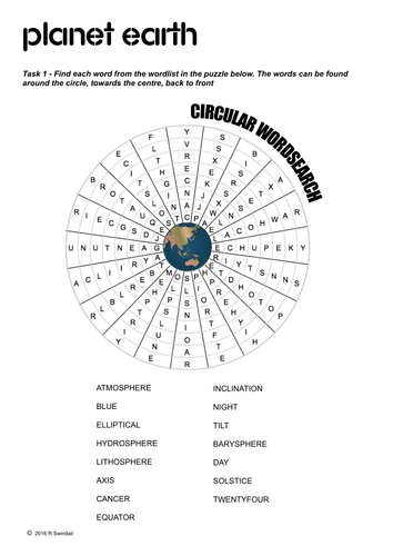 planet earth word search