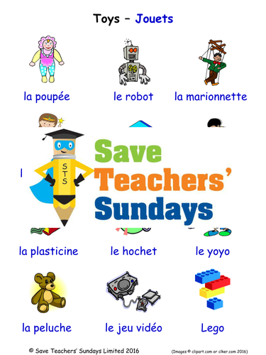 Toys in French Worksheets, Games, Activities and Flash Cards (with audio)