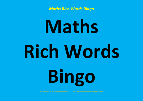 Maths Rich Words Activity | Teaching Resources