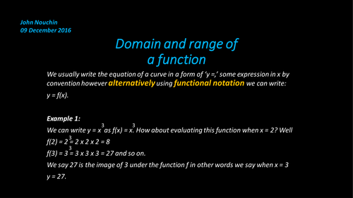 The domain and the range of functions | Teaching Resources