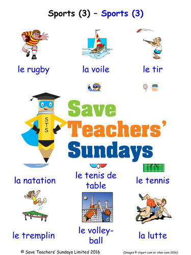 Sports in French Worksheets, Games, Activities and Flash Cards (with audio) 3