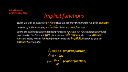 Implicit functions