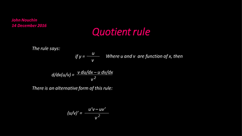 Quotient rule | Teaching Resources