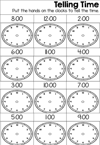 Telling Time: Digital and Analog Hour and Half Hour