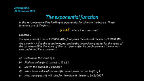The exponential function