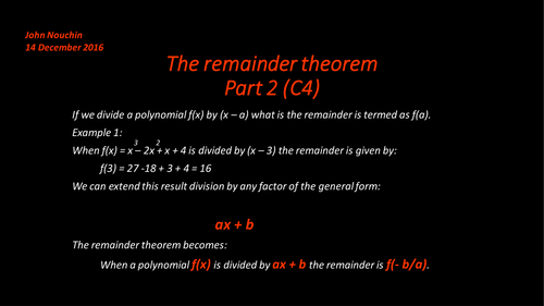 The remainder Theorem