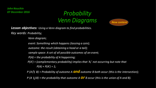 Using a Venn diagram to solve probabilities