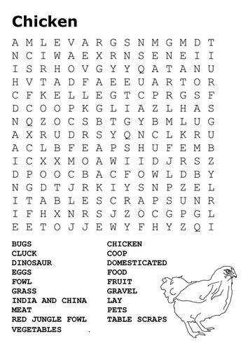 Chickens Word Search