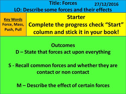 Forces Lesson 1: Introduction to Forces - KS3 Exploring Science
