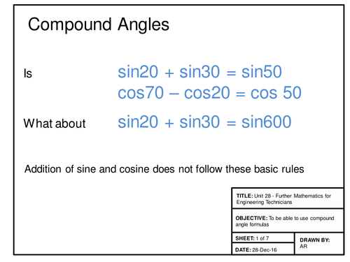 Maths for Engineers - Compound Angles and Harmonic Form