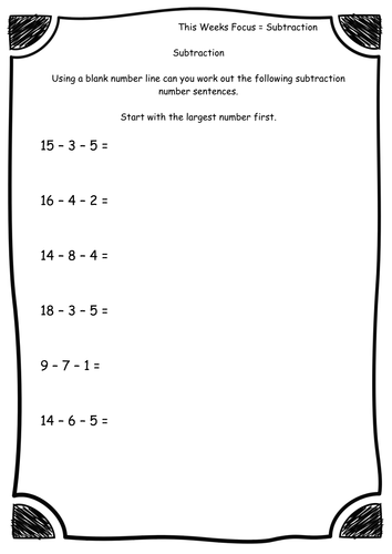 Subtraction - 3 digit numbers - Worksheet - Differentiated - NEW