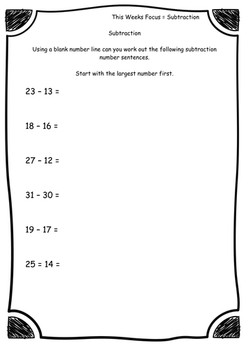 year 2 subtraction homework