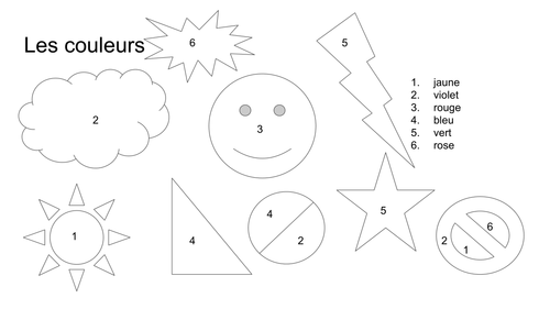 Les couleurs colour by number