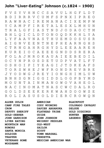 John "Liver-Eating" Johnson Word Search