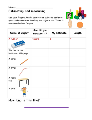 estimating and measuring non standard uniform units and standard units