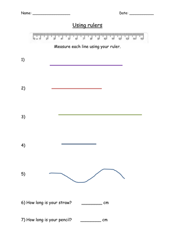 Measuring with a Ruler Activity (straight and curved lines!) | Teaching