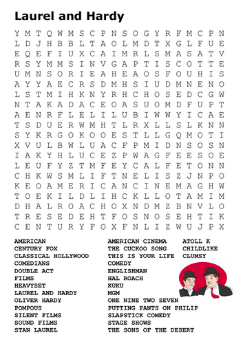 Laurel and Hardy Word Search