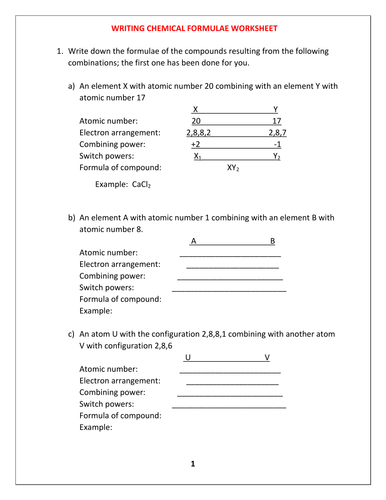 30 Chemical Formula Worksheet Answers - Worksheet Information