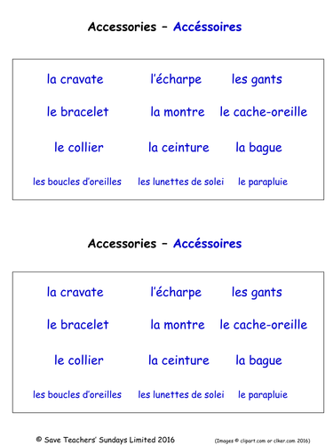 Clothes in French Worksheets (3 Labelling Worksheets)