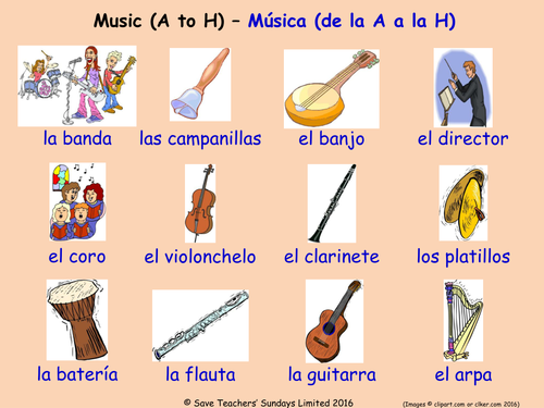 Musical Instruments in Spanish Posters (2 Spanish posters on the topic of Music)