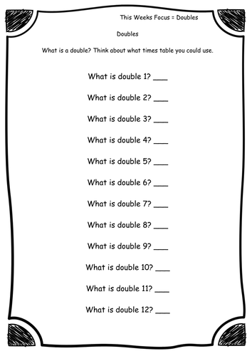 year 2 doubles doubles to 20 worksheets differentiated editable teaching resources
