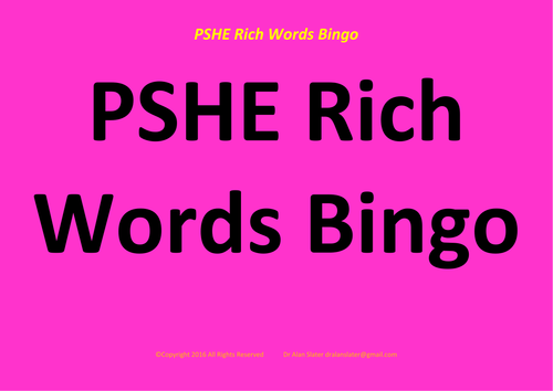 PSHE Rich Words Activity