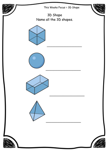 Year 2 3d Shape Label The 3d Shape Name Worksheets Differentiated Editable Teaching Resources
