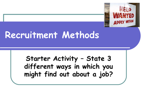 Methods of Recruitment  - GCSE Business