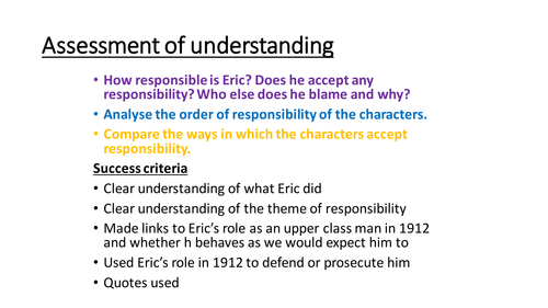 An Inspector Calls Act 3 new specification GCSE 9-1 - Fully differentiated lessons - ready to teach