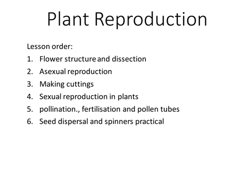 KS3 plant reproduction set of lessons